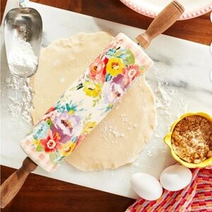 The Pioneer Woman Multicolor Floral Rolling Pin with Wooden Handles